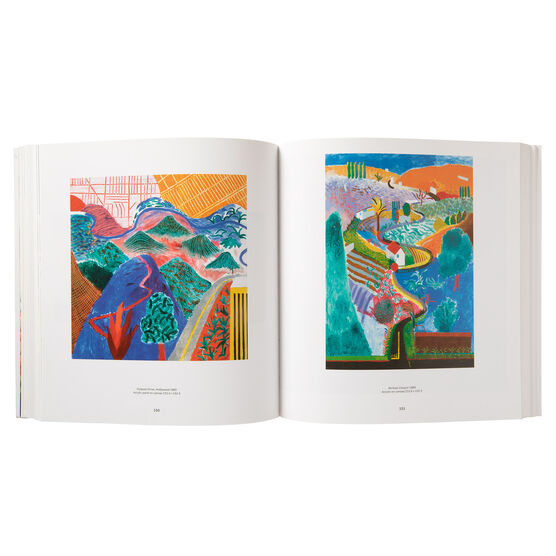 David Hockney paperback exhibition book inside spread